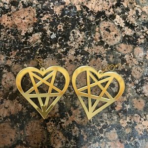 mirrored heart pentagram earrings
